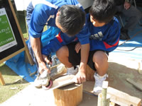 竹製移植ごてづくり